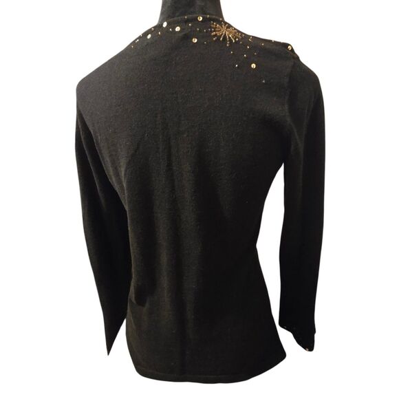 Berek 2 Small Sweatshirt Black Ugly Christmas Holiday Santa Hat Poinsetta - Picture 3 of 11